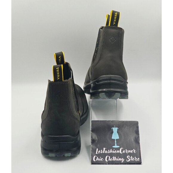 Terra Men's Black Leather Chelsea Soft Toe Pull-On Work Boots Size 10 2844 - Picture 8 of 16